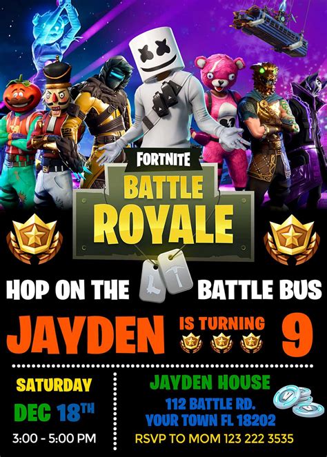 invitations anniversaire fortnite